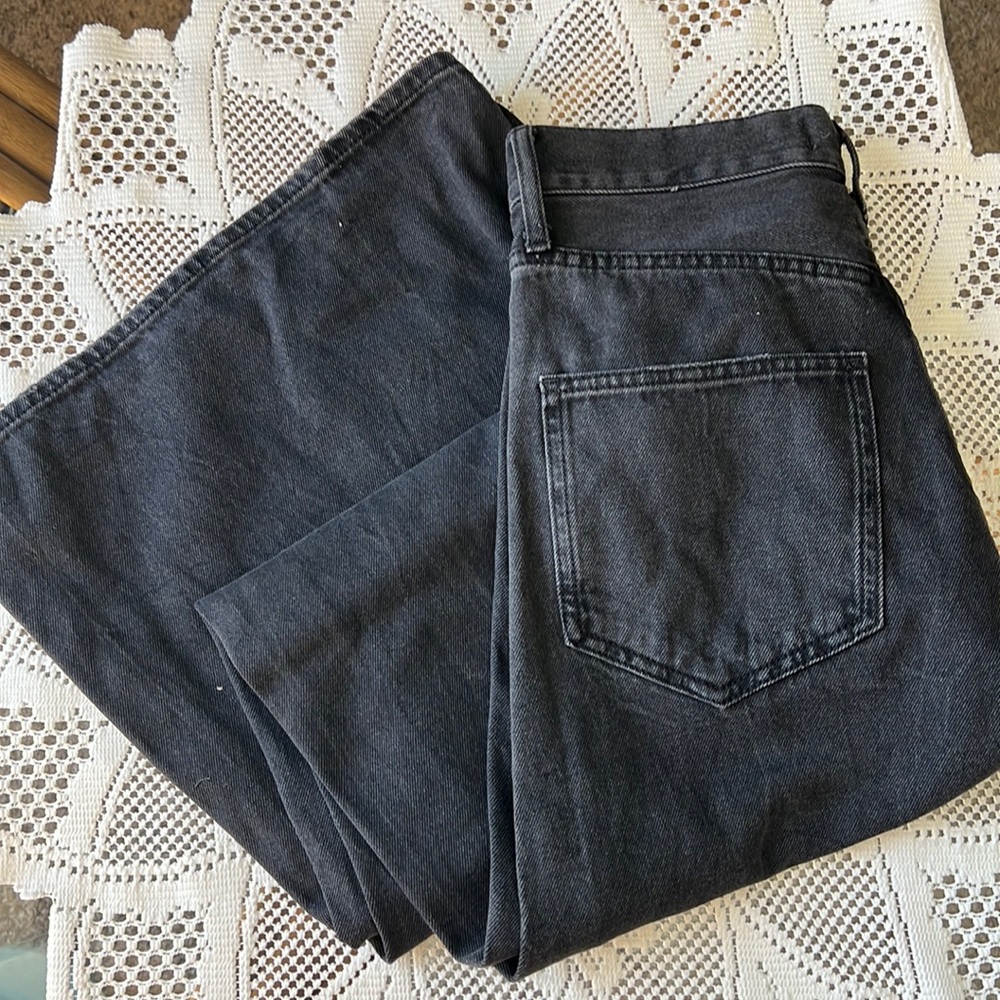 Free People Gray Wide Leg High Waisted Jeans